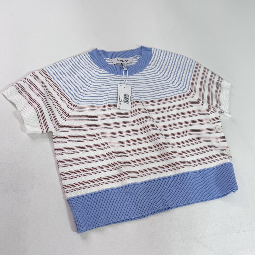 Derek Lam 10 Crosby Sweater Womens XL Horizon Multi Stripe Short Sleeve Knit